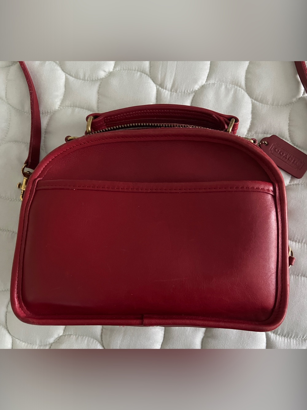 Coach Red Leather Crossbody Bag with Gold Hardware - vintage piece
